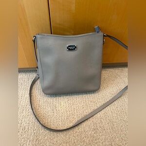 Michael Kors Gray Saffiano Crossbody with Logo Plaque